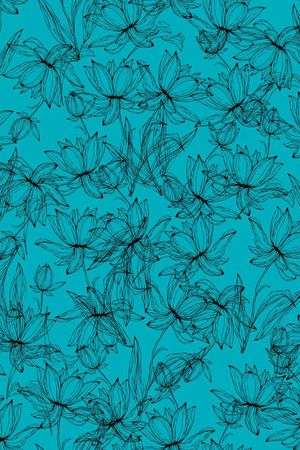 时尚、手绘、莲花印花华亿平台图片