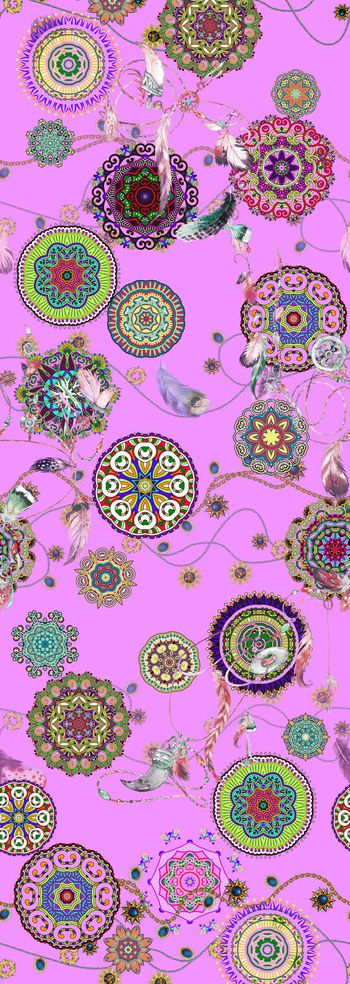 654608-复古圆形花纹 羽毛珠宝组合--2