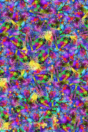 抽象豹纹动物纹小鸟树枝印花华亿平台图片