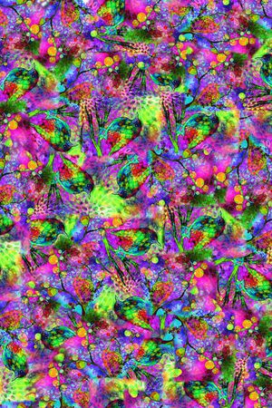 抽象豹纹动物纹小鸟树枝印花华亿平台图片