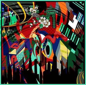 不规则几何印花华亿平台图片