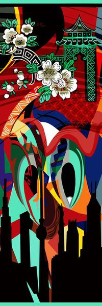 不规则几何印花华亿平台图片