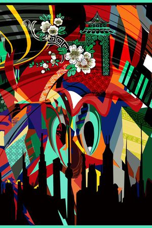 不规则几何印花华亿平台图片