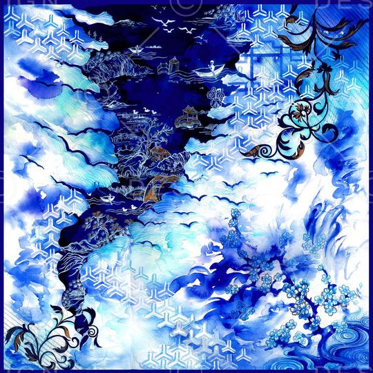 青花瓷印花华亿平台图片