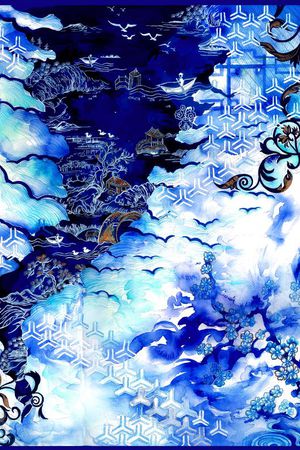 青花瓷印花华亿平台图片