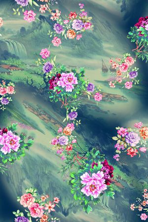 牡丹印花华亿平台图片