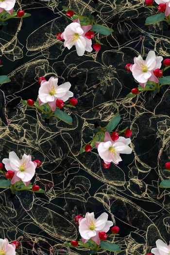 海棠花印花华亿平台图片