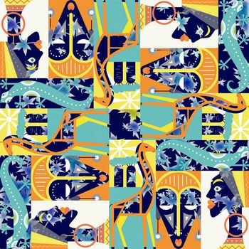 656687-部落女人脸谱蓝