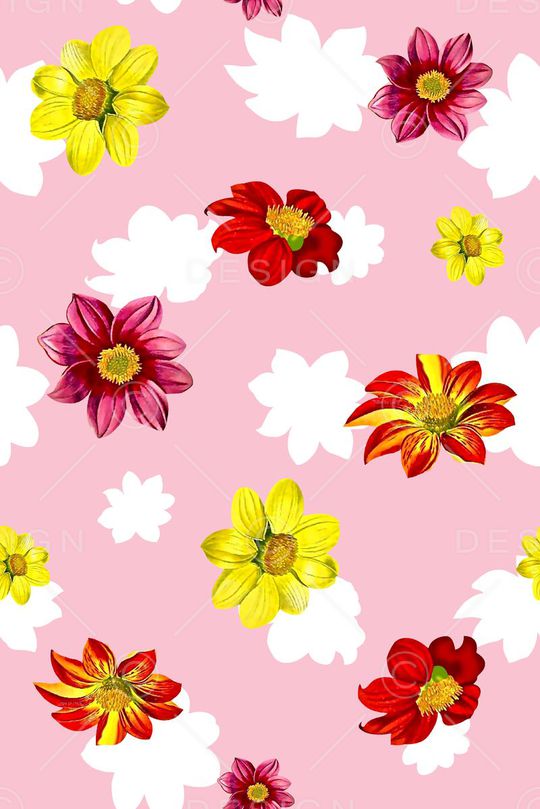 抽象手绘满版高清花卉印花华亿平台图片