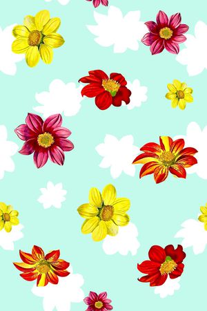 抽象手绘满版高清花卉印花华亿平台图片