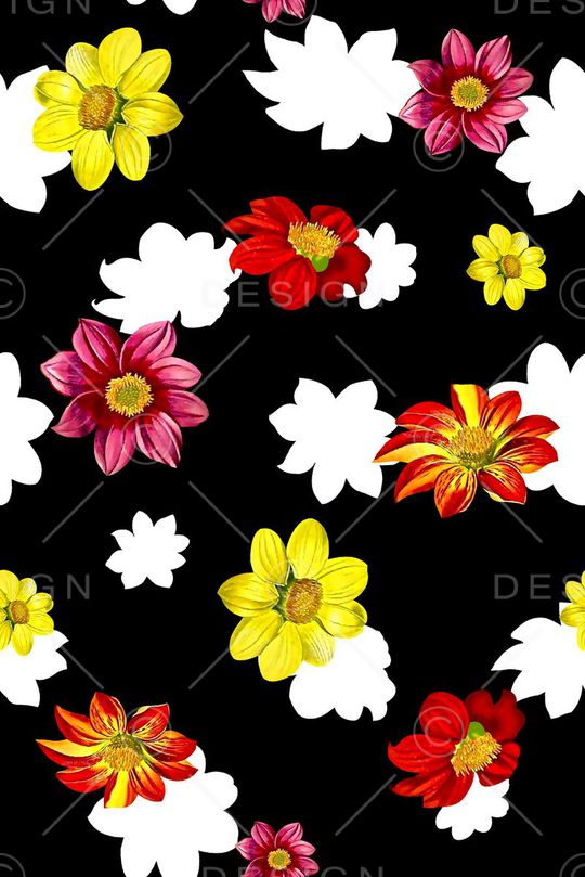 抽象手绘满版高清花卉印花华亿平台图片