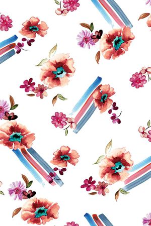 水彩花卉印花华亿平台图片