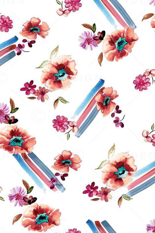 水彩花卉印花华亿平台图片