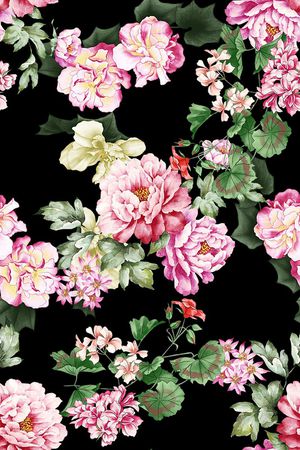 时尚抽象手绘女装裙子花卉数码印花印花华亿平台图片