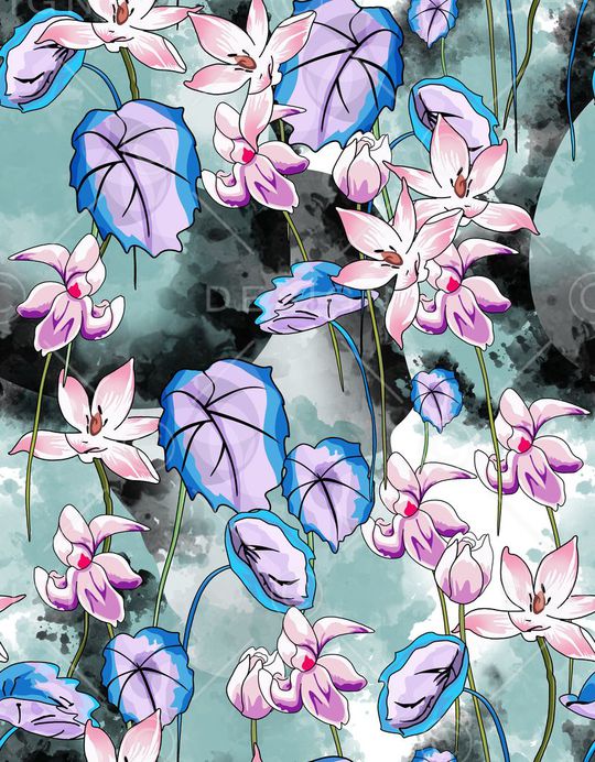 手绘水彩花卉印花华亿平台图片