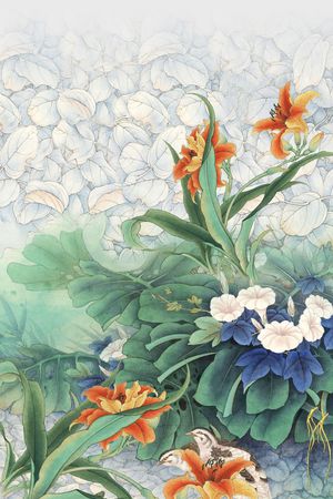 中国风定位花印花华亿平台图片