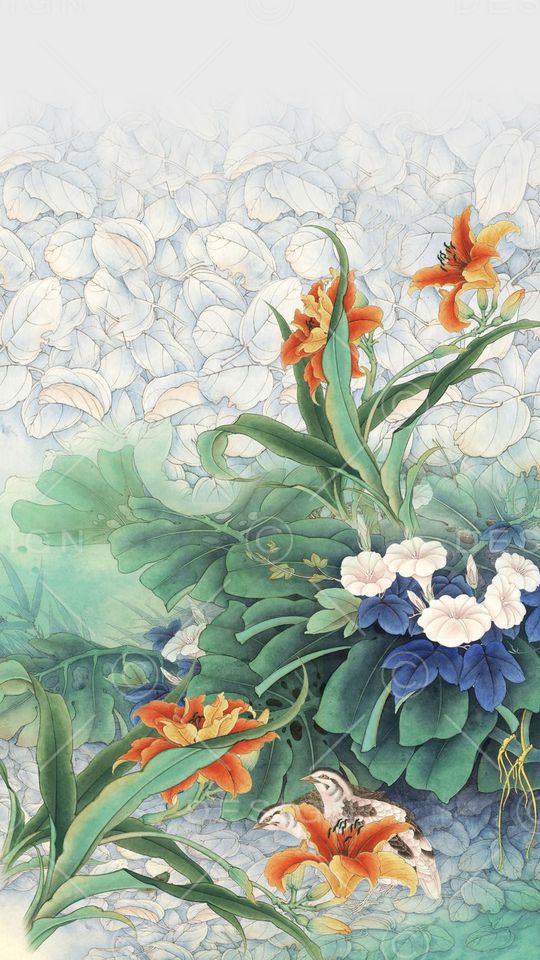 中国风定位花印花华亿平台图片