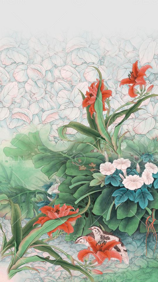 中国风定位花印花华亿平台图片