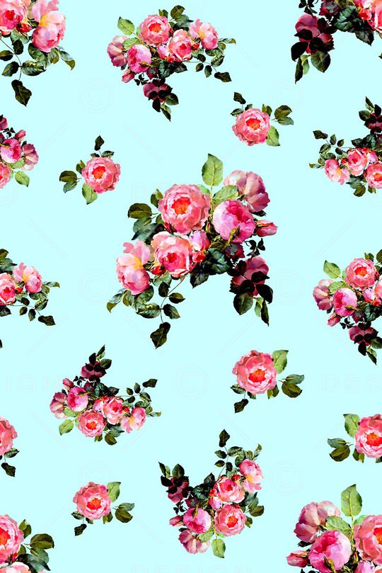 抽象手绘满版玫瑰花卉印花华亿平台图片