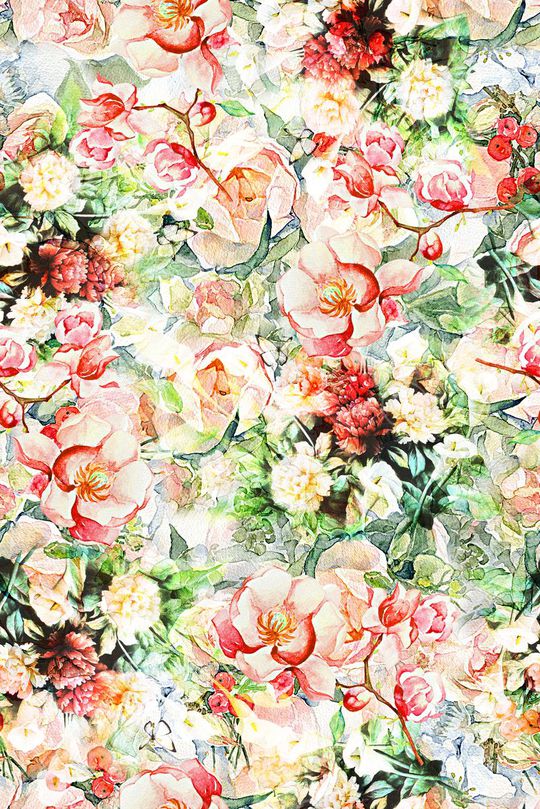 时尚抽象女装水彩画花卉数码印花印花华亿平台图片