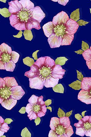 时尚抽象女装裙子手绘花朵数码印花印花华亿平台图片