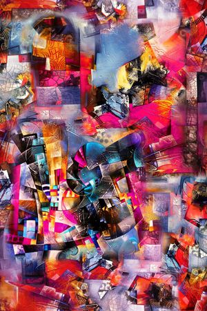 抽象油画印花华亿平台图片