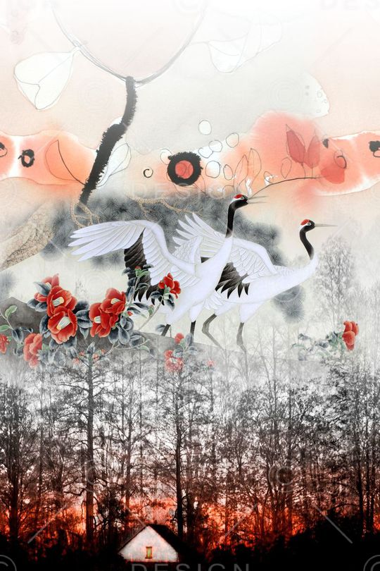 仙鹤印花华亿平台图片