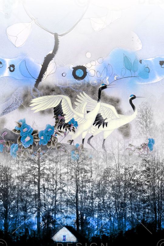 仙鹤印花华亿平台图片