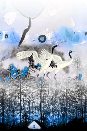 仙鹤印花华亿平台图片