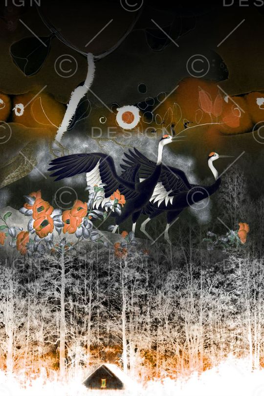 仙鹤印花华亿平台图片