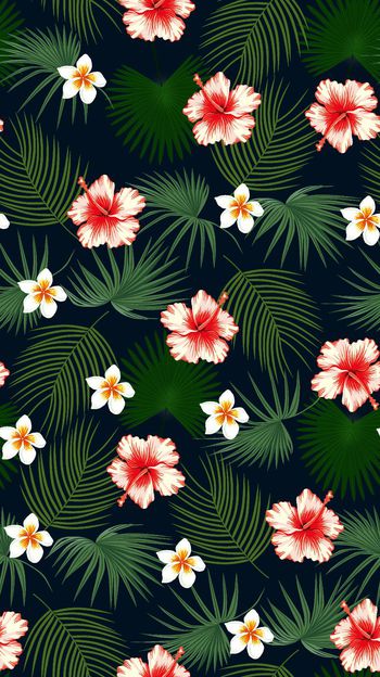 658614-手绘花朵 植物叶子