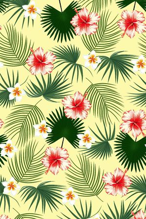 热带植物花卉花朵印花华亿平台图片