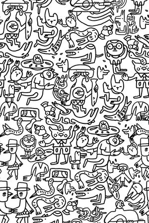 创意时尚黑白涂鸦印花华亿平台图片