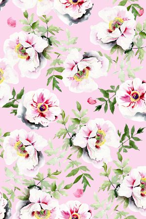 水彩花卉印花华亿平台图片