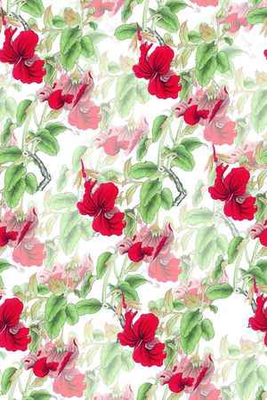 时尚抽象手绘水彩画植物花卉数码印花印花华亿平台图片