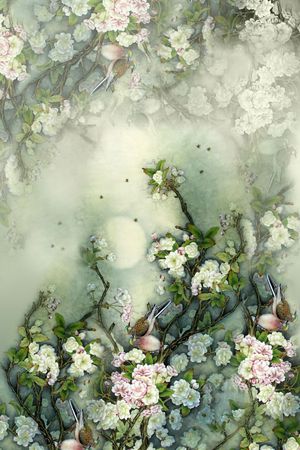 手绘花卉印花华亿平台图片