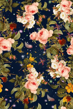 手绘玫瑰印花华亿平台图片