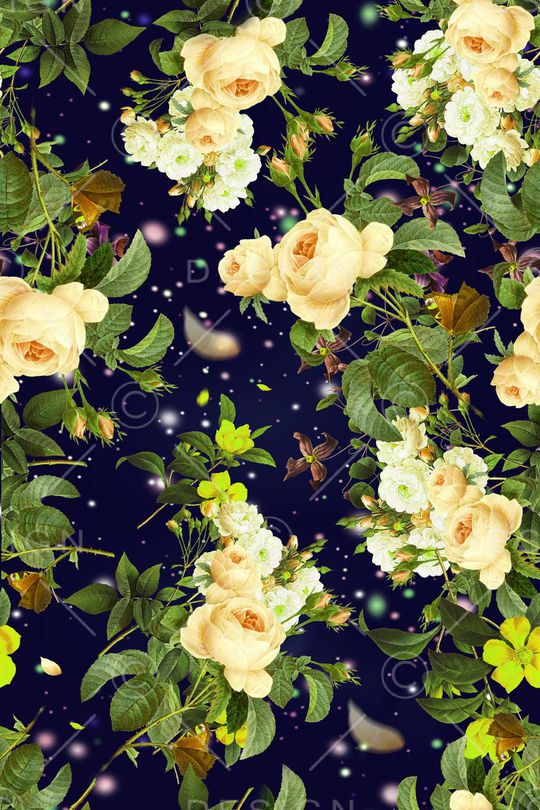 手绘玫瑰印花华亿平台图片