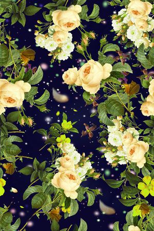 手绘玫瑰印花华亿平台图片