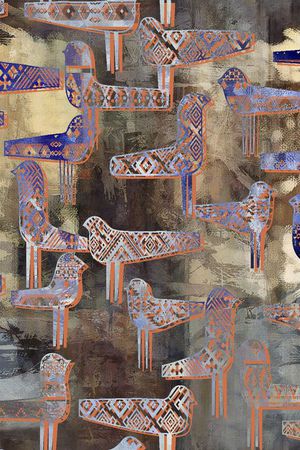 变形鸟印花华亿平台图片