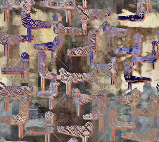 变形鸟印花华亿平台图片