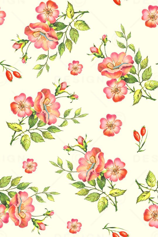 抽象手绘满版手绘花卉印花华亿平台图片