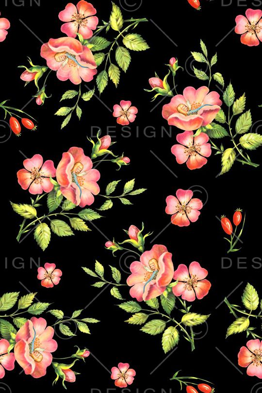 抽象手绘满版手绘花卉印花华亿平台图片