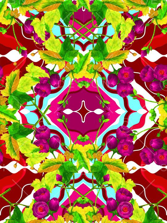 时尚、手绘、花朵印花华亿平台图片