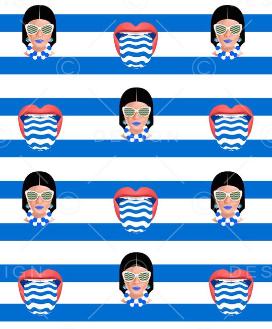 波浪条纹印花华亿平台图片