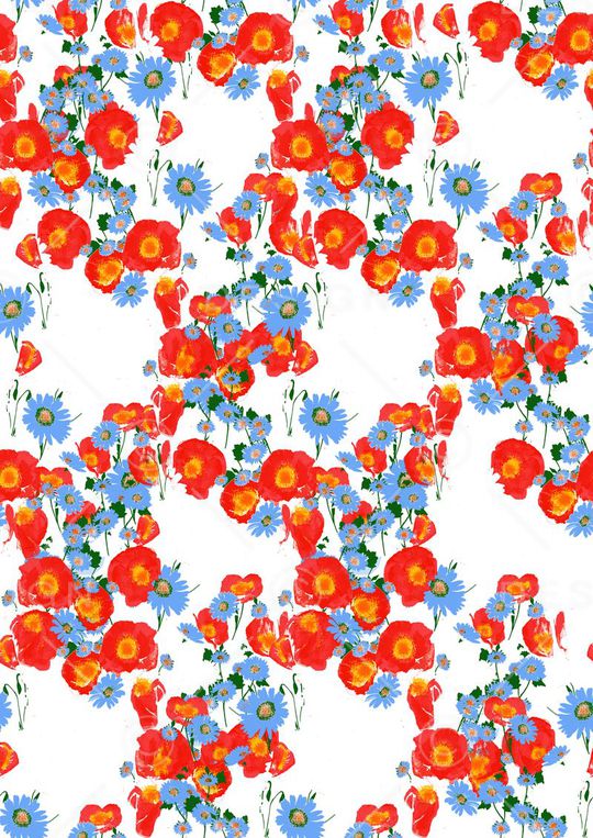 罂粟花印花华亿平台图片