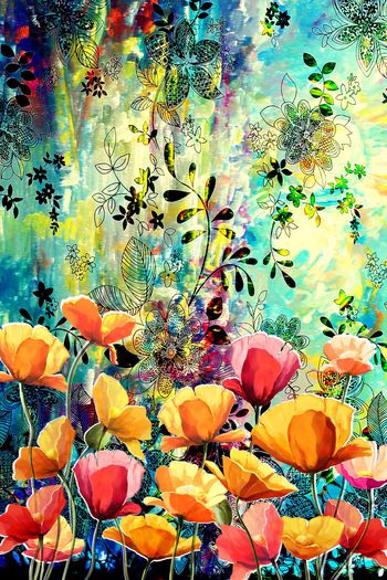 花卉印花华亿平台图片