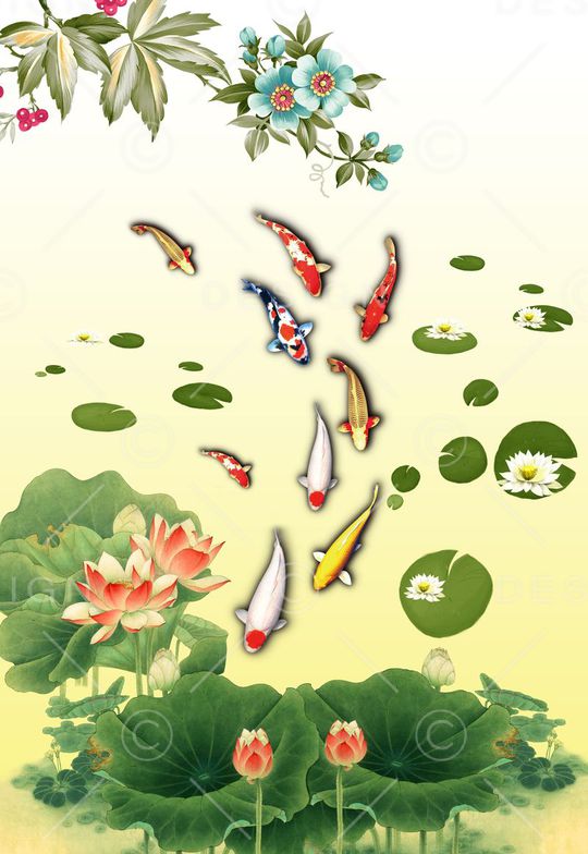 锦鲤印花华亿平台图片