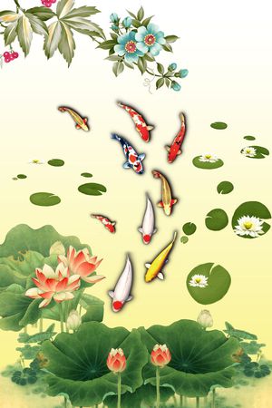 锦鲤印花华亿平台图片