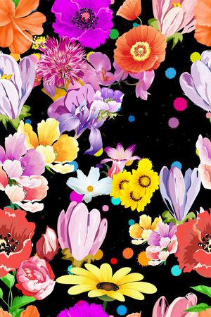 花卉花朵组合印花华亿平台图片